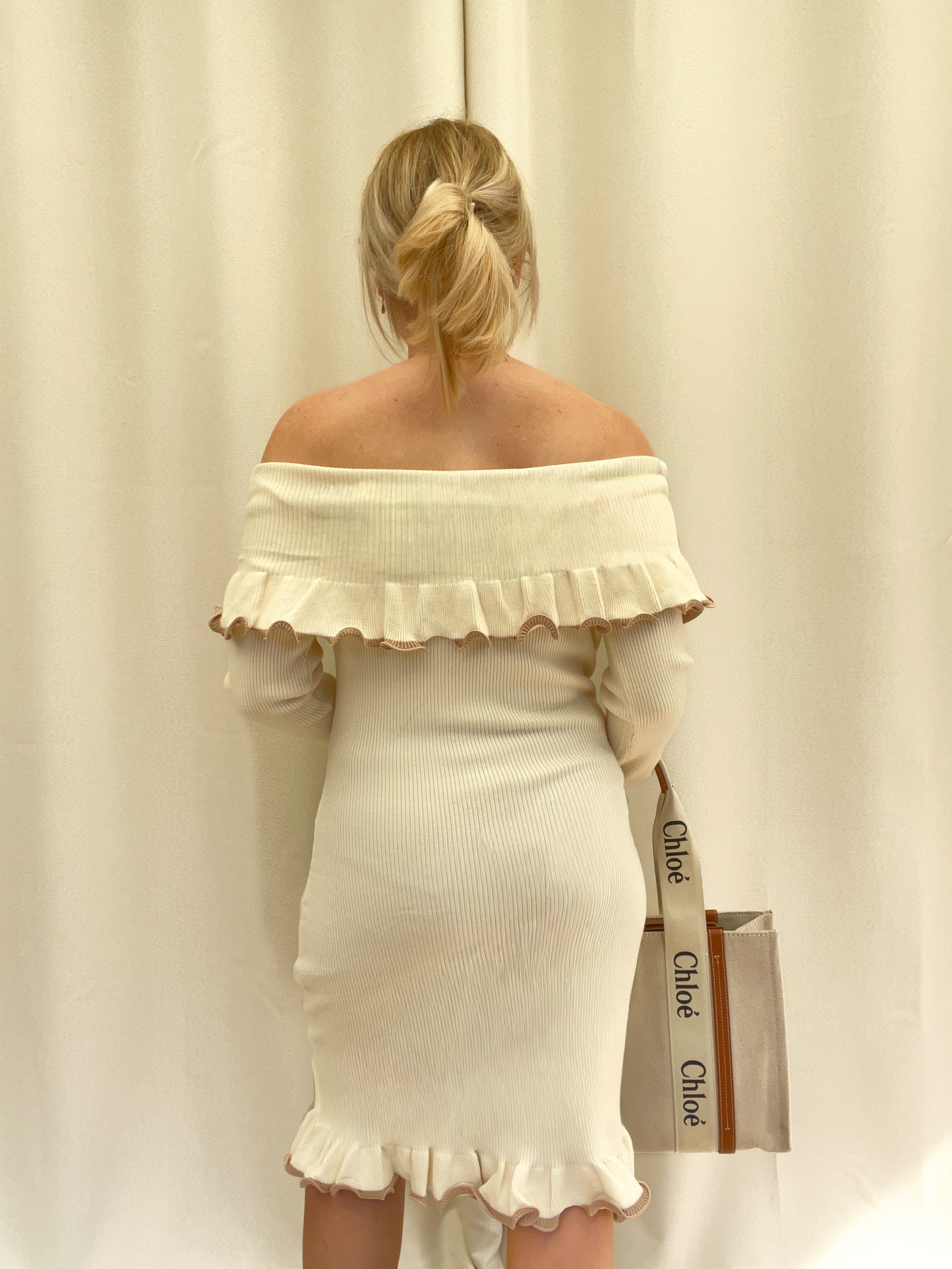 Beige Off Shoulder Dress